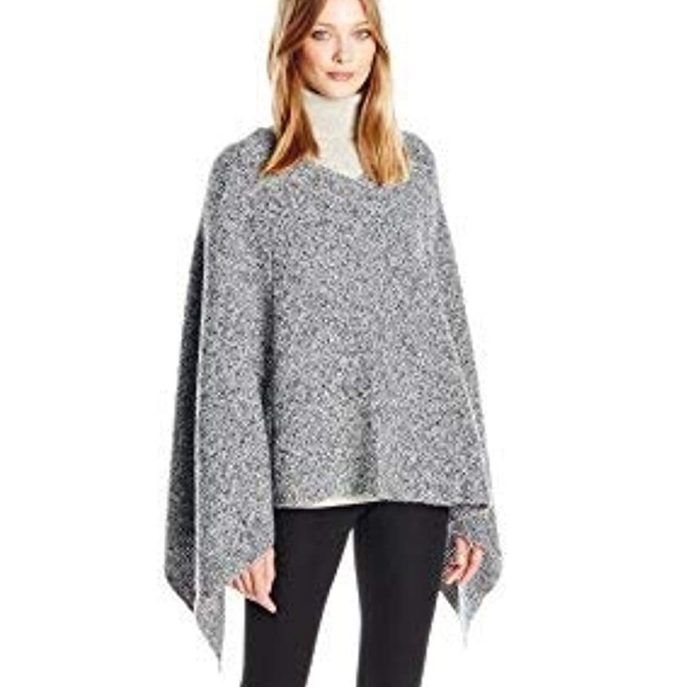 Tart Gray Mohair Blend Poncho Sweater, Cameron Wool Sweater